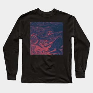 black and Pink Dark Marble Swirl Long Sleeve T-Shirt